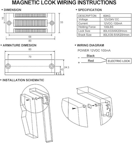 Small Internal Magnetic Lock,